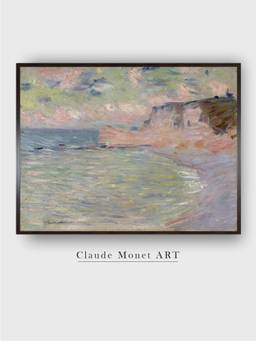 The Art House - Cliffs and the Porte D'Amont, Morning Effect by Claude Monet Painting