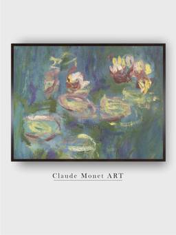 The Art House - Les Nympheas : Reflets verts by Claude Monet Painting