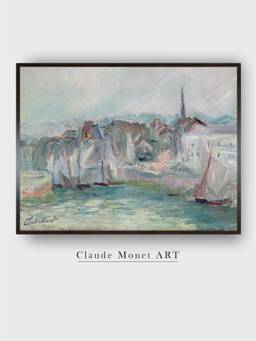 The Art House - Boats in the Port of Honfleur by Claude Monet Painting