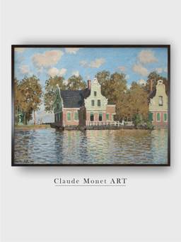 The Art House - Houses at the Bank of the River Zaan by Claude Monet Painting