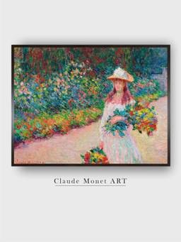 The Art House - Jeune Fille Dans Le Jardin De Giverny by Claude Monet Painting