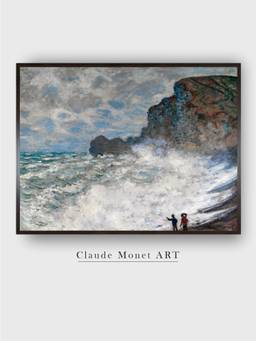 The Art House - Rough Weather at etretat by Claude Monet Painting