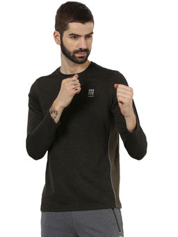 Rock.it - Black Milange Black Round Neck Smart Fit T-shirt