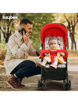 BAYBEE - Tiny Baby Stroller Pram Red