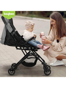 BAYBEE - Foldable Baby Stroller Pram Grey