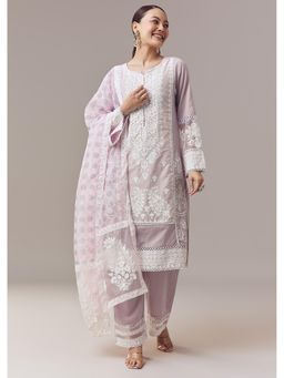 KALKI FASHION - Lavender Pakistani Style Kurta Pant With Thread Work And Dupatta