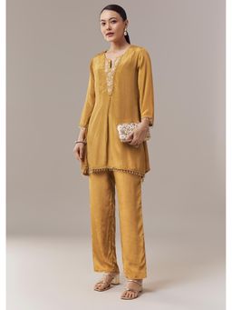 KALKI FASHION - Mustard Yellow Co-Ord Set With Sequins And Zari Work