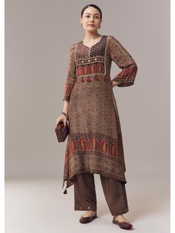 KALKI FASHION - Maroon Co-Ord Set In Ajrakh Print With Sequins Work