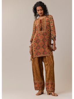 KALKI FASHION - Ochre Yellow Printed Kurti And Pant