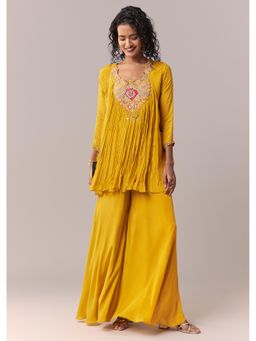 KALKI FASHION - Yellow Thread And Zardozi Kurti With Palazzo