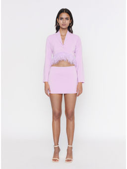 Deme - Cher Lilac Crop Jacket And Skirt (Set Of 2)