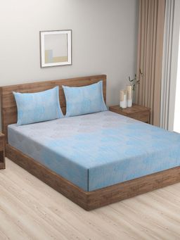 Swayam - Blue Ethnic 210 TC Pure Cotton Bedsheet with Pillow Covers