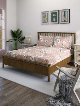 Swayam - Pink Floral 210 TC Pure Cotton Bedsheet with Pillow Covers