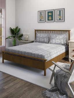 Swayam - Grey 210 TC Pure Cotton Bedsheet with Pillow Covers