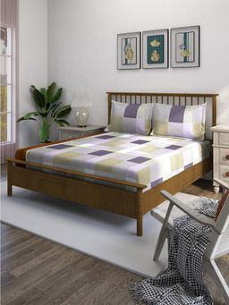 Swayam - Purple 210 TC Pure Cotton Bedsheet with Pillow Covers