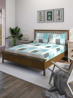 Swayam - Green 210 TC Pure Cotton Bedsheet with Pillow Covers