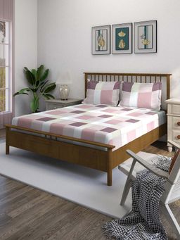 Swayam - Pink 210 TC Pure Cotton Bedsheet with Pillow Covers