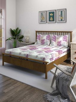 Swayam - Purple Abstract 210 TC Pure Cotton Bedsheet with Pillow Covers