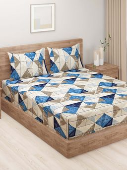 Swayam - Cream 160 TC Microfiber Bedsheet with Pillow Covers (Queen)