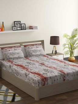 Swayam - Grey 160 TC Pure Cotton Bedsheet with Pillow Covers