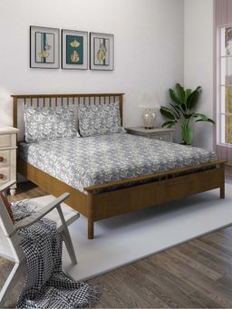 Swayam - Grey 160 TC Pure Cotton Bedsheet with Pillow Covers