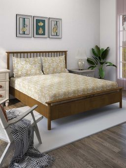 Swayam - Yellow 160 TC Pure Cotton Bedsheet with Pillow Covers