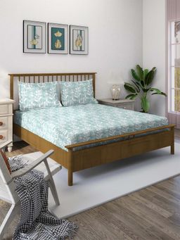 Swayam - Green 160 TC Pure Cotton Bedsheet with Pillow Covers