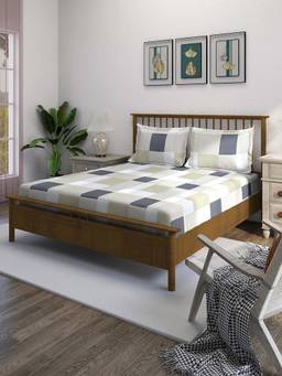 Swayam - Olive 210 TC Pure Cotton Bedsheet with Pillow Covers (King)