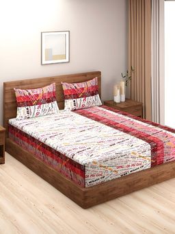Swayam - Multi-Color 144 TC Cotton Bedsheet with Pillow Covers (King)