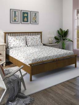 Swayam - Purple Floral 160 TC Pure Cotton Bedsheet with Pillow Covers (King)