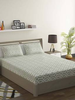 Swayam - Green 144 TC Cotton Bedsheet with Pillow Covers (King)