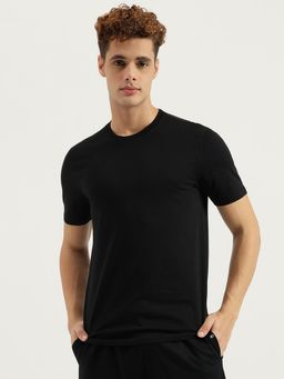 United Colors of Benetton - Black Relaxed Fit Round Neck Solid T-Shirt