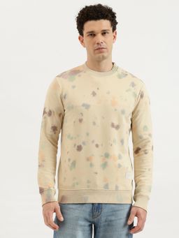 United Colors of Benetton - Regular Fit Round Neck Printed Paint Splatter Terry Sweatshirt