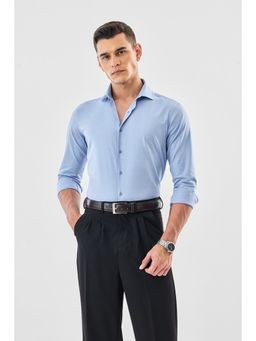 Snitch - Light Blue Textured Full Sleeves Slim Formal Luxe Shirt for Men