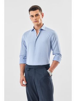 Snitch - Light Blue Self-Design Full Sleeves Slim Formal Luxe Shirt for Men