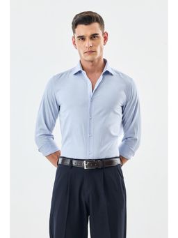 Snitch - Sky Blue Solid Full Sleeves Slim Formal Luxe Shirt for Men