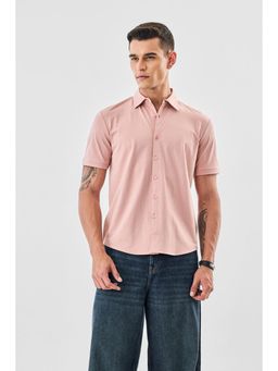 Snitch - Pink Solid Half Sleeves Regular Casual Shirt for Men