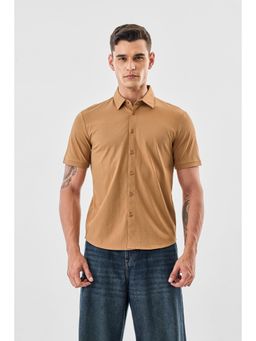 Snitch - Brown Solid Half Sleeves Regular Casual Shirt for Men