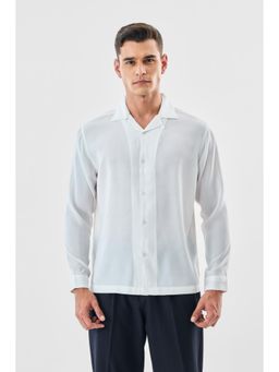 Snitch - White Solid Full Sleeves Boxy Casual Shirt for Men