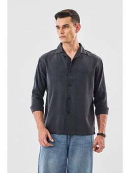 Snitch - Black Solid Full Sleeves Boxy Casual Shirt for Men