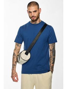 Snitch - Blue Plain Half Sleeves Regular Casual T-Shirt for Men