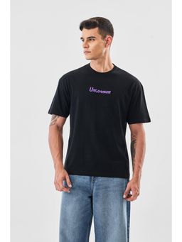 Snitch - Black Graphic Half Sleeves Oversized Casual T-Shirt for Men