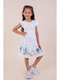 Snuggly Monkey - White Pretty Girl Embroidered Dress