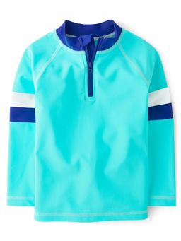 Gymboree - Boys Swim Stripes Zip Rashguard T-Shirt