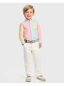 Gymboree - Boys Dad & Me Gingham Colorblock Poplin Button Up Shirt