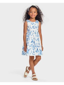 Gymboree - Girls Blue Belle Mommy And Me Floral Bird Bow Fit Flare Dress