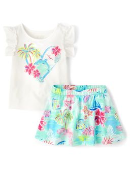 The Children's Place - Girls Graphic Top with Skirt