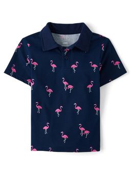 The Children's Place - Boys Navy Blue Printed Polo T-Shirt