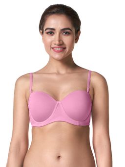 BLOSSOM - Seamless Medium Coverage Padded Wired Balconette Bra Strapless Pink