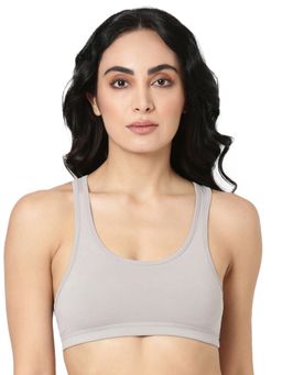 BLOSSOM - Double Layered Racerback Style Wide Strap Slip On Bra Trendy Teen Grey